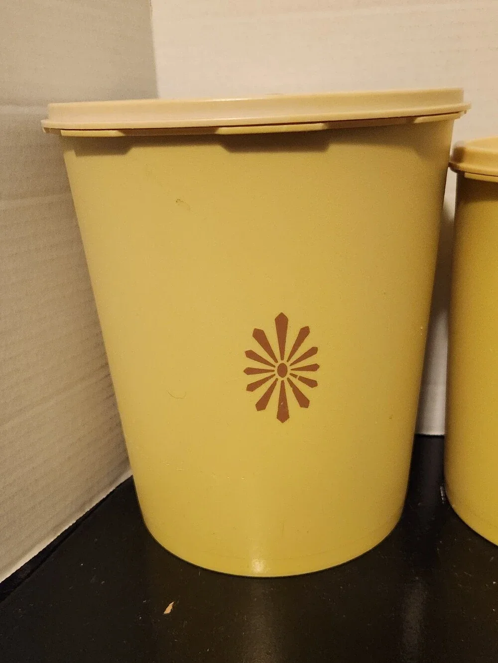 Vintage Tupperware Nesting Canister Set 4 w/ Lids Yellow Golden Harvest